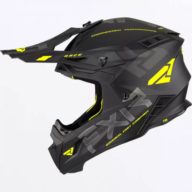 FXR Helium Race Div Helmet W/Auto Buckle 23, black/hivis